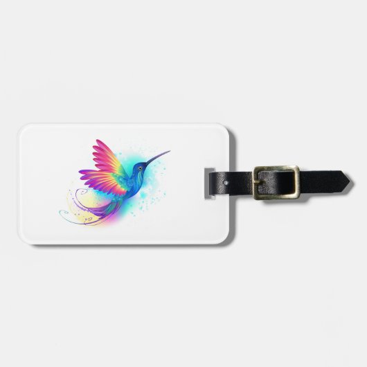 Étiquette À Bagage Exotic Rainbow Hummingbird (Devant horizontal)