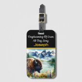 Étiquette À Bagage Explorer le paysage serein avec les bisons d'Améri (Devant Vertical)