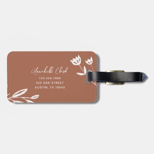 Étiquette À Bagage Explorez + Dream Tones naturelles et photo florale (Dos horizontal)