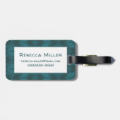 Étiquette À Bagage Extérieur Geo Step| Motif Turquoise foncé (Dos horizontal)