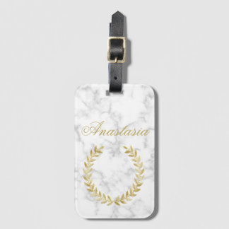 Étiquette À Bagage Extraordinaire, Cool, Marbre blanc avec ton nom