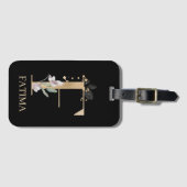 Étiquette À Bagage F Monogramme Floral Personnalisé (Devant Horizontal)