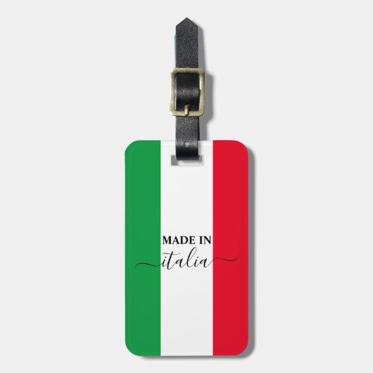 Étiquette À Bagage Fabriqué en Italie drapeau italien Rouge Blanc Ver (Devant Vertical)
