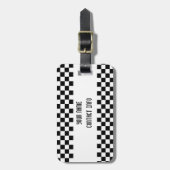 Étiquette À Bagage Facile noir et blanc Checkered de repérer (Devant Vertical)