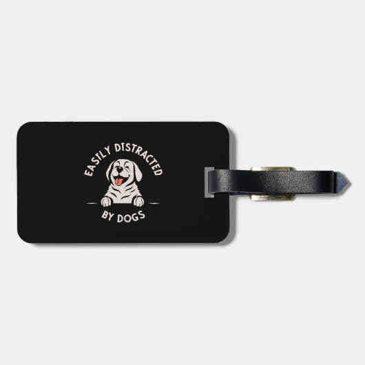 Étiquette À Bagage Facilement distrait par les chiens (Dos horizontal)