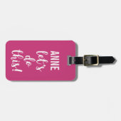 Étiquette À Bagage Faisons cette typographie Berry Pink avec le nom (Devant horizontal)
