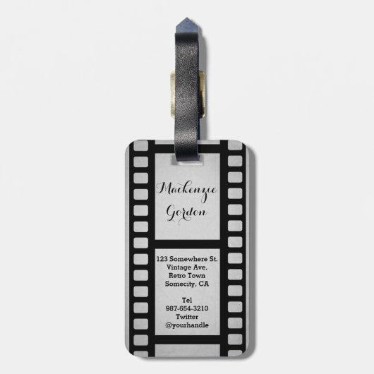 Étiquette À Bagage Faites à votre propre portrait supérieur le rétro (Dos Vertical)