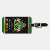 Étiquette À Bagage Faites votre propre blason Green Gold Eagle Emblem (Devant horizontal)