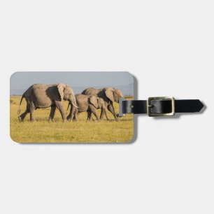 Étiquette À Bagage Famille d'éléphants en marche