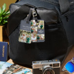 Étiquette À Bagage Famille multi photo or moderne élégant bleu poussi<br><div class="desc">Moderne or multi photo famille élégant design bleu poussiéreux élégant. Idéal anniversaire réfléchi,  jour des mères,  Fête des pères ou cadeau de Noël.</div>