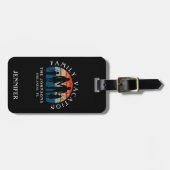 Étiquette À Bagage Famille Vacances Holding Mains Rétro Soleil Noir (Devant horizontal)