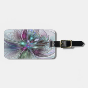 Étiquette À Bagage Fantaisie Abstraite Moderne Fleur Fractale Colorée