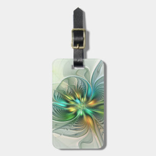 Étiquette À Bagage Fantaisie Moderne Abstraite Fleur Fractale Colorée