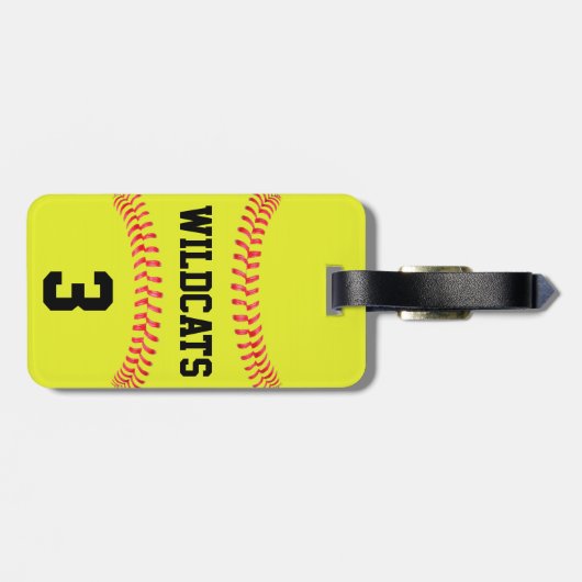 Étiquette À Bagage Fastpitball Softball Nom de l'équipe et numéro du (Dos horizontal)
