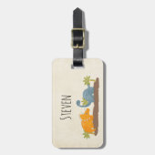 Étiquette À Bagage Faune sauvage de Cute Dinosaure (Devant Vertical)