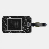 Étiquette À Bagage Faux Black Marble Texture Look Avec Texte Personna (Dos horizontal)