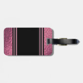 Étiquette À Bagage Faux cuir rose et noir (Dos horizontal)