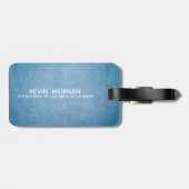 Étiquette À Bagage Faux Cuir Texture bleu personnalisé design (Dos horizontal)