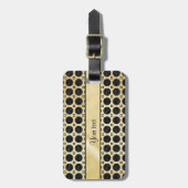 Étiquette À Bagage Faux d'or et taches noires scintillantes de (Devant Vertical)