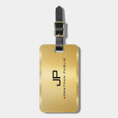 Étiquette À Bagage Faux Gold Glamor Modèle Moderne Monogramme (Devant Vertical)