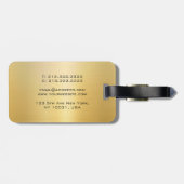 Étiquette À Bagage Faux Gold Glamor Modèle Moderne Monogramme (Dos horizontal)