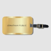 Étiquette À Bagage Faux Gold Glamor tendance Modèle moderne élégant (Devant Horizontal)