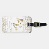 Étiquette À Bagage Faux Gold M. et Mme Monogram Mariage (Devant horizontal)