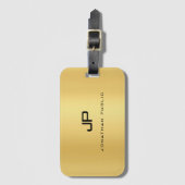 Étiquette À Bagage Faux Gold Moderne Monogramme Modèle Glamor (Devant Vertical)