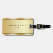 Étiquette À Bagage Faux Gold Personnalisé Moderne Élégant Double Côté (Devant horizontal)