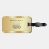 Étiquette À Bagage Faux Gold Personnalisé Moderne Élégant Double Côté (Dos horizontal)