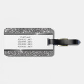 Étiquette À Bagage Faux Parties scintillant en argent Texture Look & (Dos horizontal)
