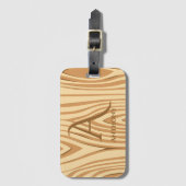 Étiquette À Bagage Faux rustique Brown en bois filmé Monogramme sur m (Devant Vertical)