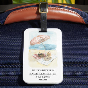 Étiquette À Bagage Faveurs de fête de bachelorette Scène de plage à l