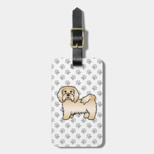 Étiquette À Bagage Fawn Havanais mignon dessin chien et texte personn