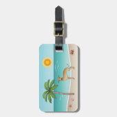 Étiquette À Bagage Fawn Italien Greyhound À Tropical Summer Beach (Devant Vertical)