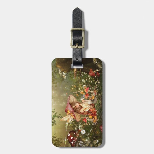 Étiquette À Bagage Fée de champignons mignonnes dans la forêt (Devant Vertical)