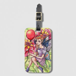 Étiquette À Bagage Fée de Zinnia avec ballon rouge
