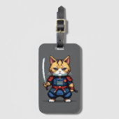 Étiquette À Bagage Feline Samurai Warrior (Devant Vertical)