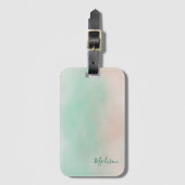 Étiquette À Bagage Féminin Rose Pastel Vert Dégradé Script (Devant Vertical)