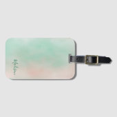 Étiquette À Bagage Féminin Rose Pastel Vert Dégradé Script (Devant Horizontal)