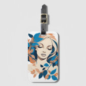 Étiquette À Bagage Feminine Curves Face with Leaves (Devant Vertical)