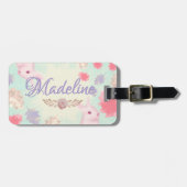 Étiquette À Bagage Feminine Whimsical Rabbit motif feuille (Devant horizontal)