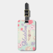 Étiquette À Bagage Feminine Whimsical Rabbit motif feuille (Devant Vertical)