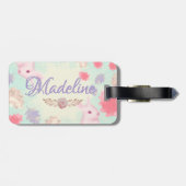 Étiquette À Bagage Feminine Whimsical Rabbit motif feuille (Dos horizontal)
