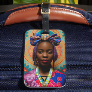 Étiquette À Bagage Femme africaine avec grand arc et médaillon