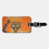 Étiquette À Bagage Femme africaine portant panier d'art (Devant horizontal)