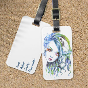 Étiquette À Bagage Femme de sirène d'eau fille Imaginaire surréaliste