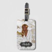Étiquette À Bagage Femme dirigeante afro-américaine (Devant Vertical)