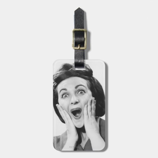 Étiquette À Bagage Femme faisant le visage (Devant Vertical)