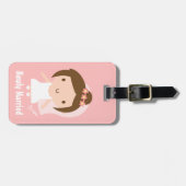 Étiquette À Bagage Femme Mariage mignonne en blouse blanche (Devant horizontal)